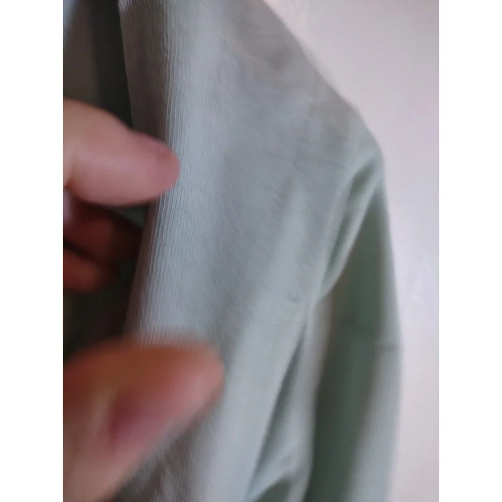 Blue Fish Sz 1 Teal Button Shirt Vintage Hand Painted Art to Wear VTG Organic - Picture 8 of 14